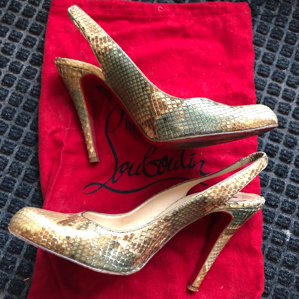 Christian Louboutin Python Slingback Pump, Size 37 - image 6